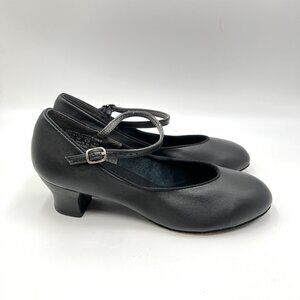 7.5 WIDE WIDTH Capezio Black 459 Jr. Footlight Suede Sole Character‎ Dance Shoes